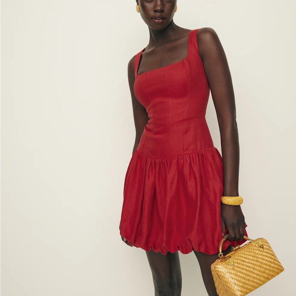 Reformation Delia linen dress  Red mini Dress NWT